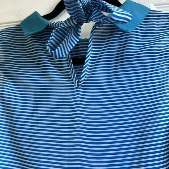 ModCloth Blue & White Stripped Top, Peter Pan collar & Embroidered 🍍 size S - Picture 6 of 6